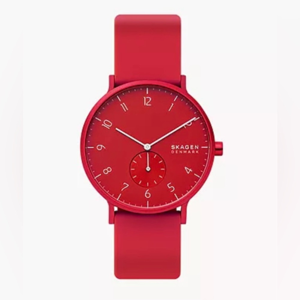 Skagen Aaren Kulor Poppy Red Silicone 41mm Watch